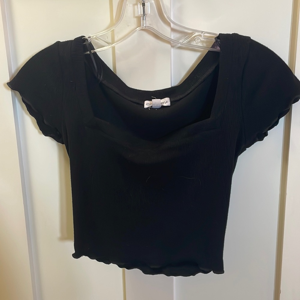 Square neck ruffle crop top